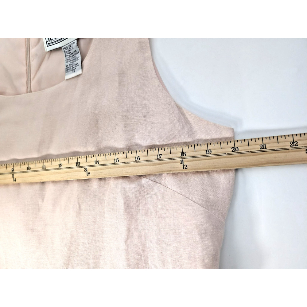 Vintage Linen Blend Long Maxi Dress Size 14 Blush Pink Beachy Feminine 90s - Picture 8 of 10